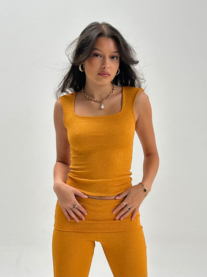 Mustard Square Neck Tank Top