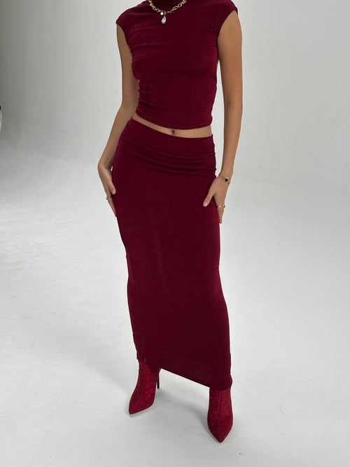 Wine Maxi Skirt