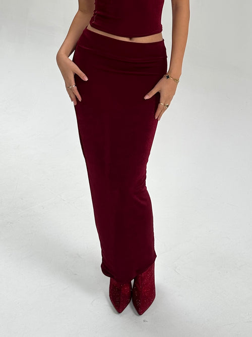 Wine Maxi Skirt