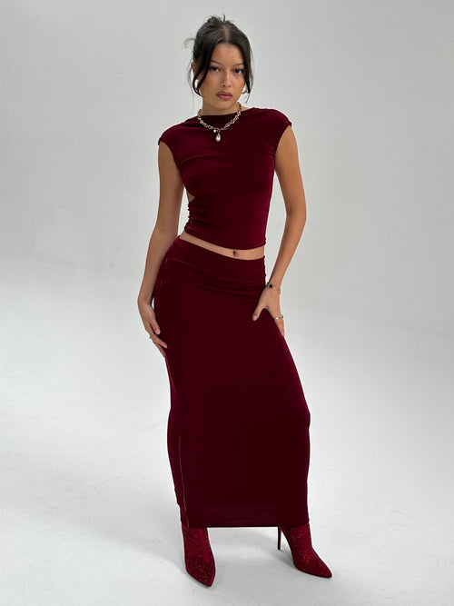 Wine Maxi Skirt