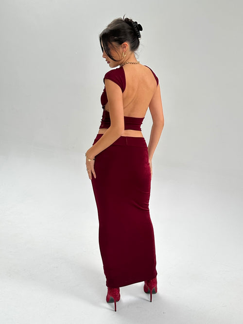 Wine Maxi Skirt